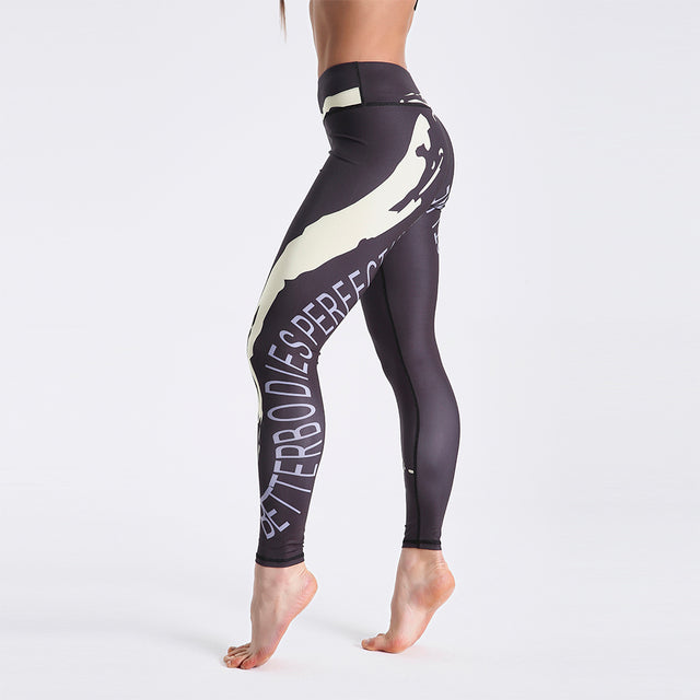 Qickitout 12% Spandex High Waist Digital Printed Fitness Leggings Push Up Sport GYM Leggings Women