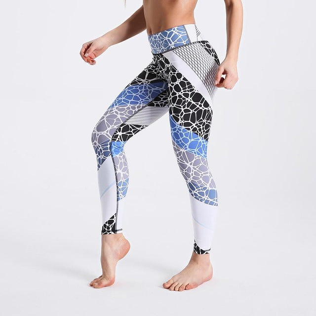 Qickitout 12% Spandex High Waist Digital Printed Fitness Leggings Push Up Sport GYM Leggings Women