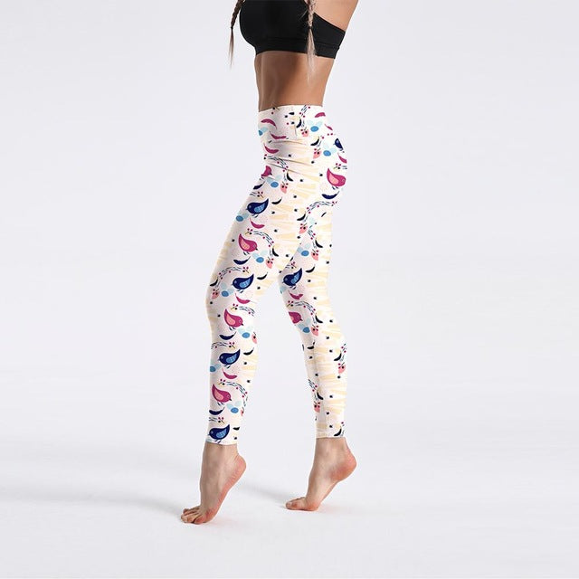 Qickitout 12% Spandex High Waist Digital Printed Fitness Leggings Push Up Sport GYM Leggings Women