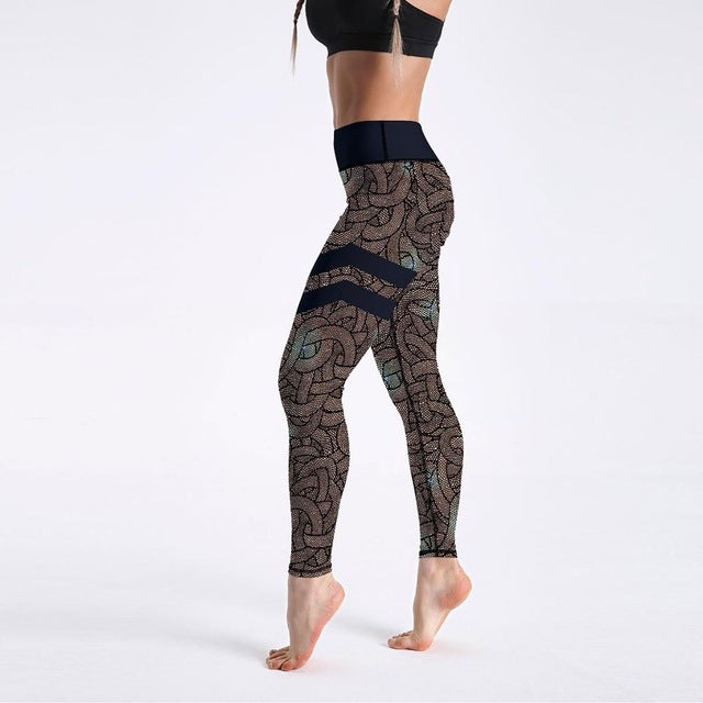 Qickitout 12% Spandex High Waist Digital Printed Fitness Leggings Push Up Sport GYM Leggings Women