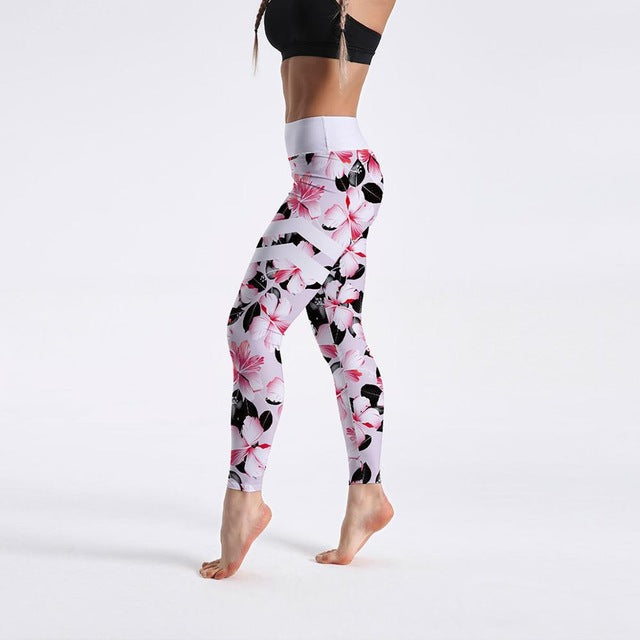 Qickitout 12% Spandex High Waist Digital Printed Fitness Leggings Push Up Sport GYM Leggings Women