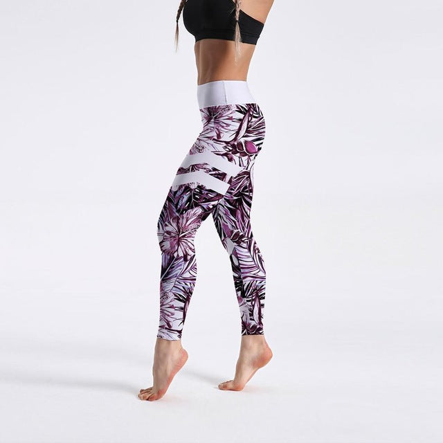 Qickitout 12% Spandex High Waist Digital Printed Fitness Leggings Push Up Sport GYM Leggings Women