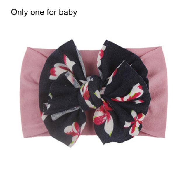 2Pcs/Set Mom &amp; Baby Headbands Mother Newborn Turban Headwear Bows Hairband Floral Parent-Child Hair Accessories Girls Haarband