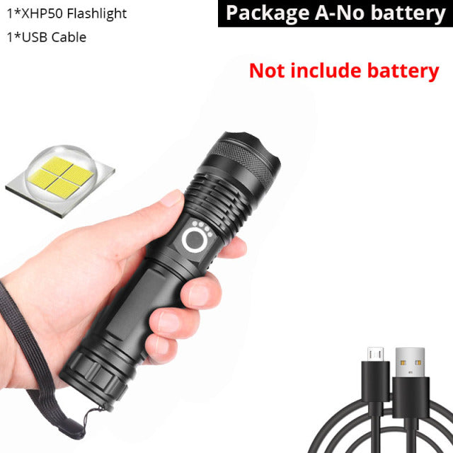 Drop Shipping xhp50.3most powerful flashlight 5 Modes usb Zoom led torch xhp50 18650 or 26650 battery Best Camping, Outdoor