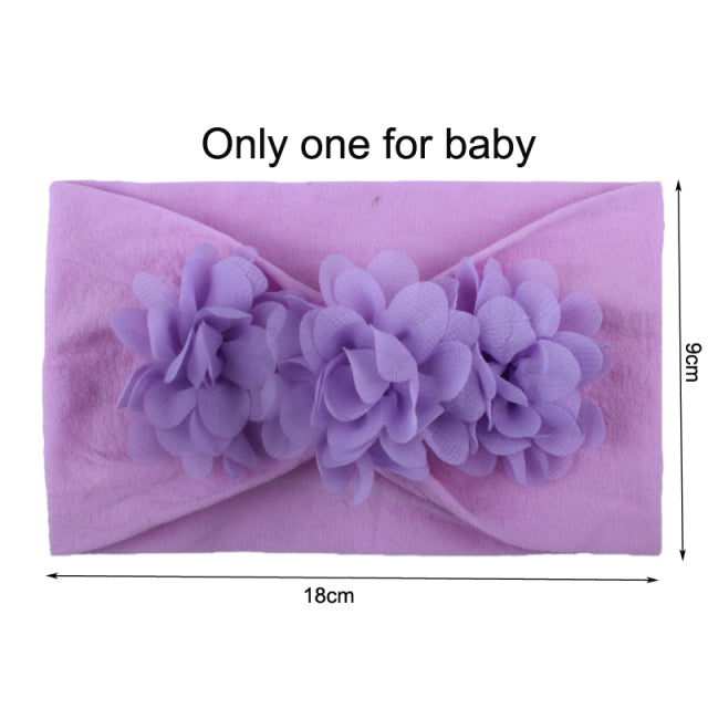 2Pcs/Set Mom &amp; Baby Headbands Mother Newborn Turban Headwear Bows Hairband Floral Parent-Child Hair Accessories Girls Haarband