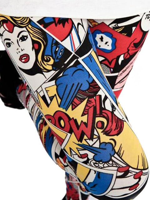 Women Comic Leggings Cartoon Printed Leggins high Stretch Girls Legging Punk Rock Leggin Disco Pants Evening Clubwear 9 styles