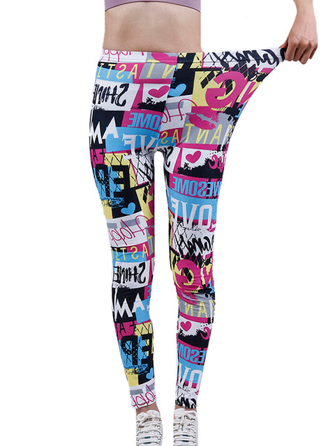 Women Comic Leggings Cartoon Printed Leggins high Stretch Girls Legging Punk Rock Leggin Disco Pants Evening Clubwear 9 styles