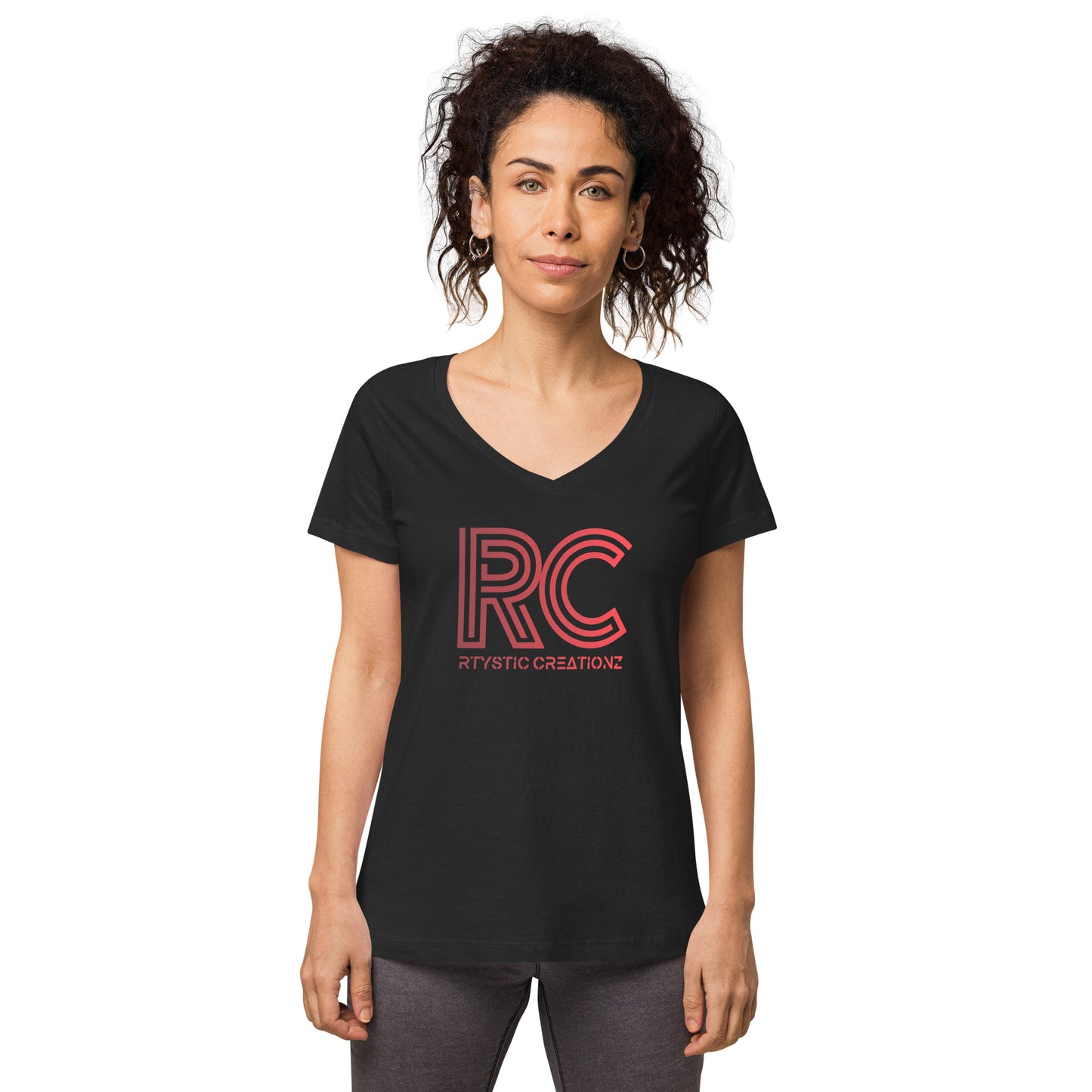 Women’s fitted v-neck t-shirt (RTYSTIC CREATIONZ)