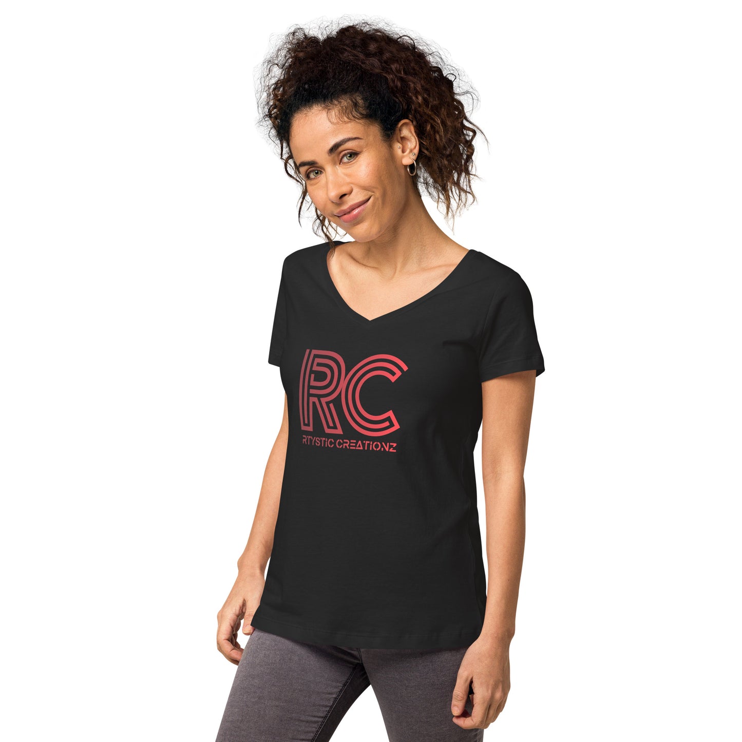 Women’s fitted v-neck t-shirt (RTYSTIC CREATIONZ)