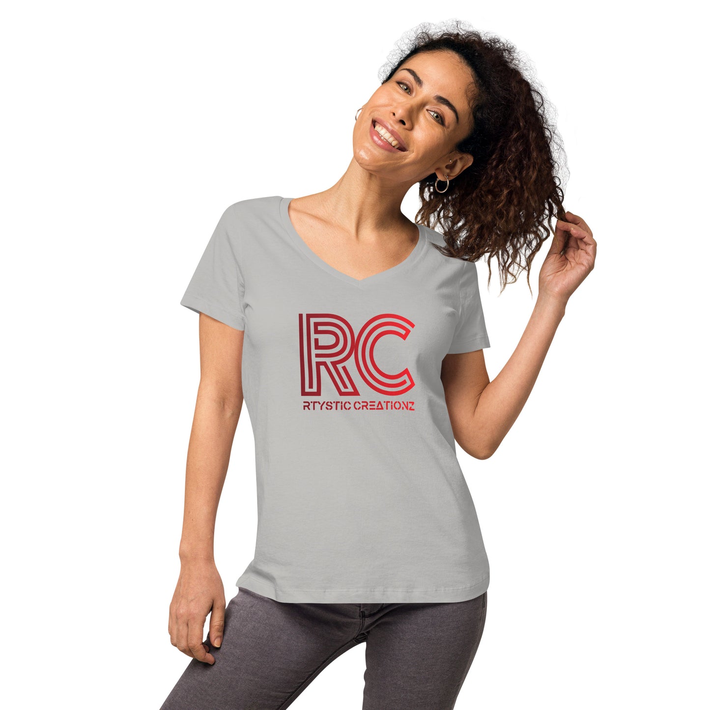 Women’s fitted v-neck t-shirt (RTYSTIC CREATIONZ)