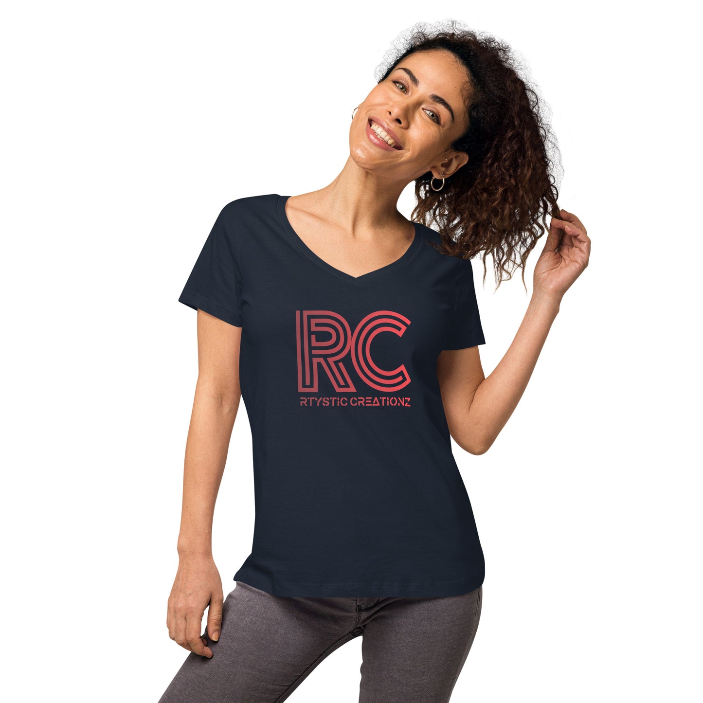 Women’s fitted v-neck t-shirt (RTYSTIC CREATIONZ)