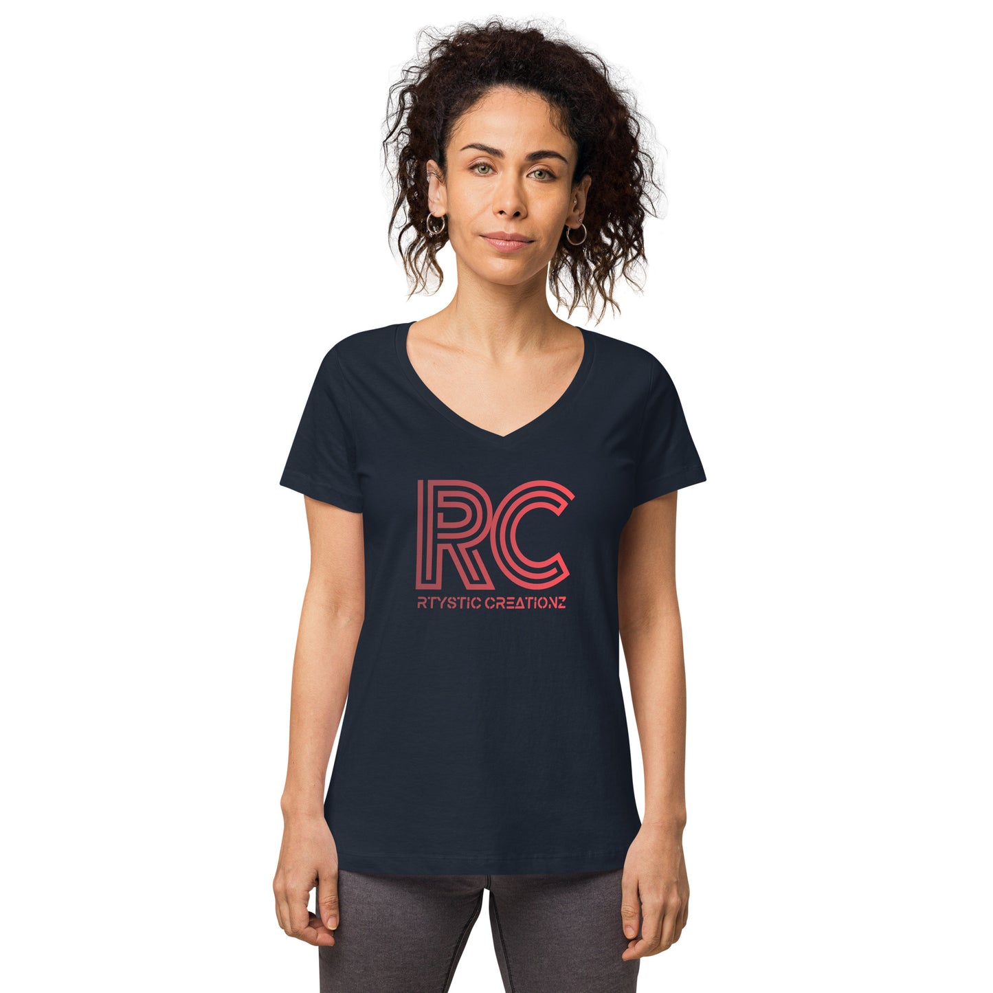 Women’s fitted v-neck t-shirt (RTYSTIC CREATIONZ)