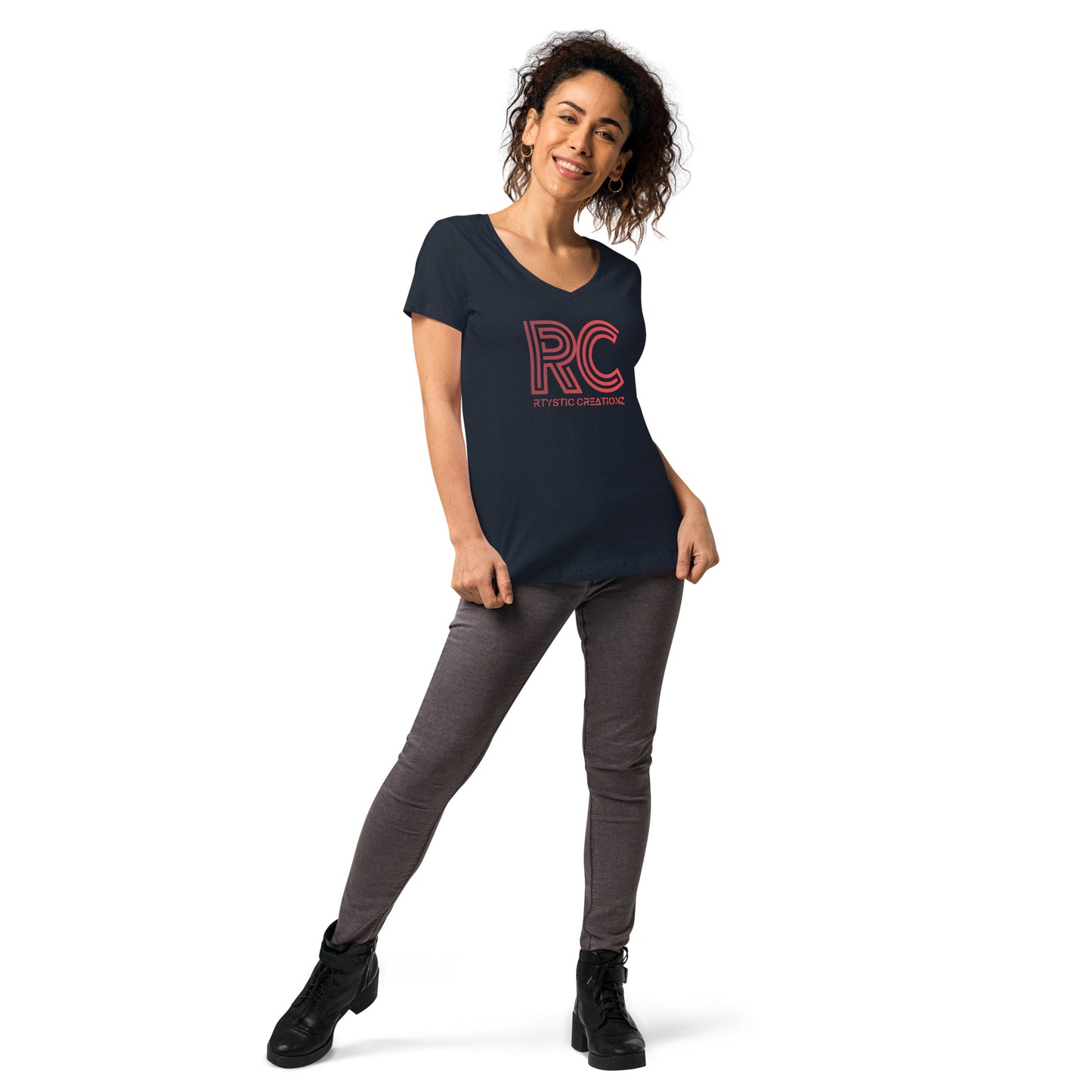 Women’s fitted v-neck t-shirt (RTYSTIC CREATIONZ)