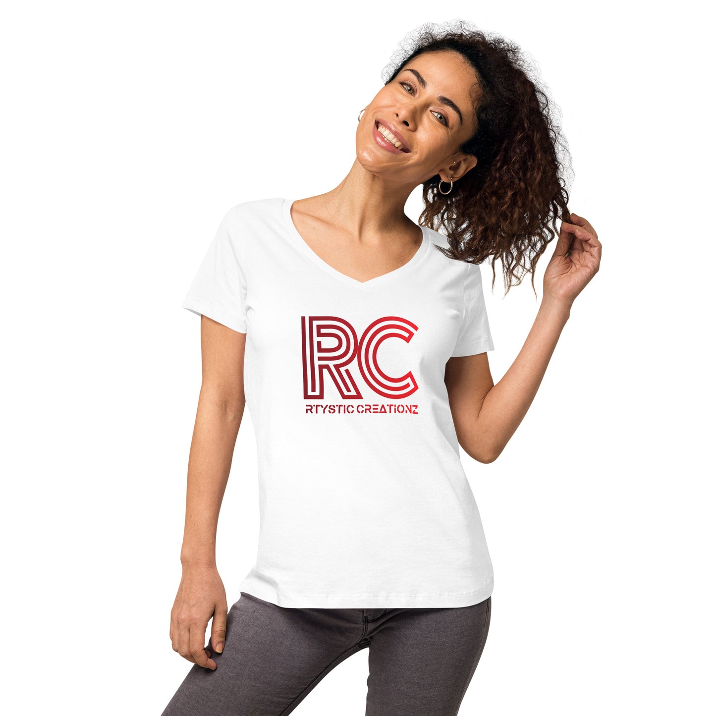 Women’s fitted v-neck t-shirt (RTYSTIC CREATIONZ)