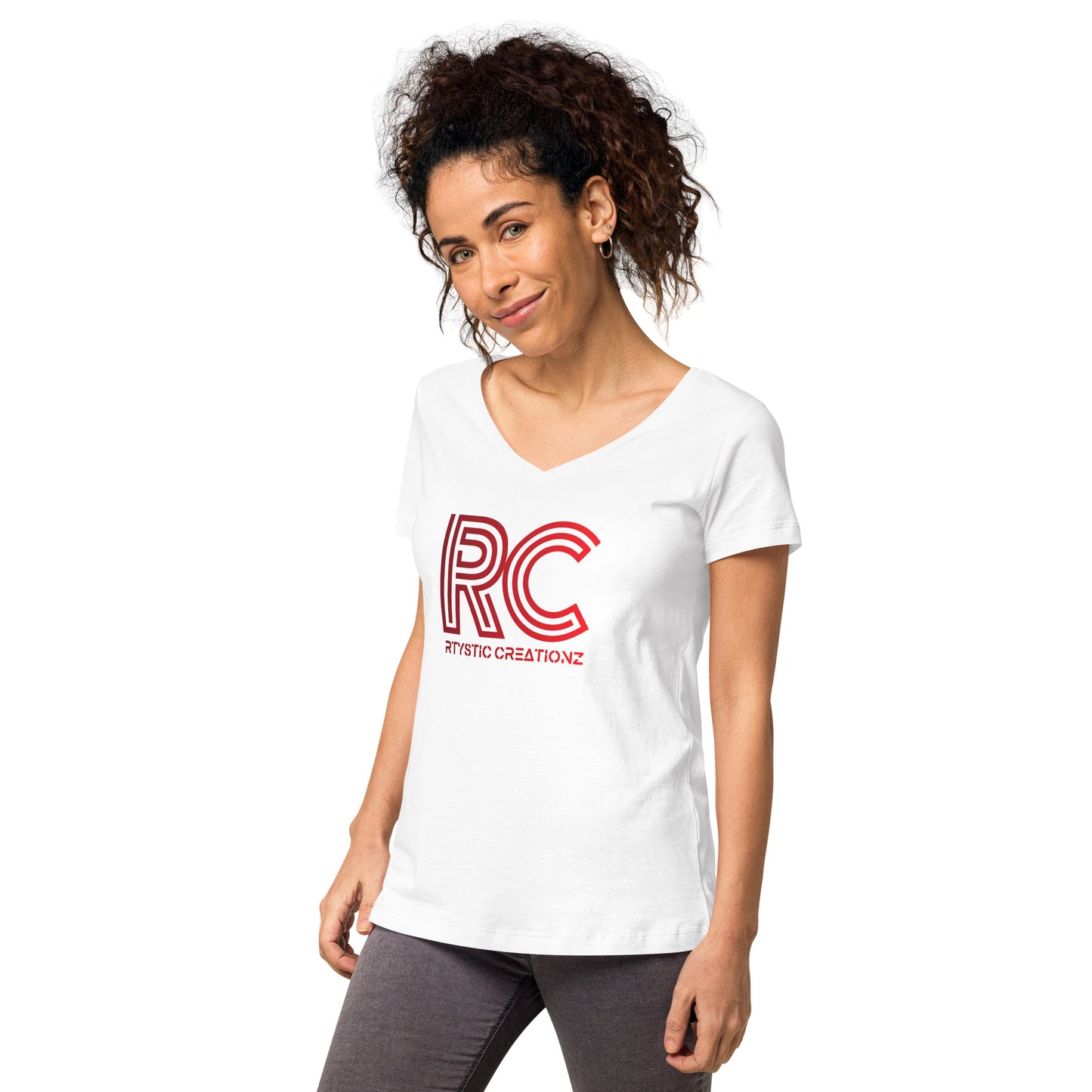 Women’s fitted v-neck t-shirt (RTYSTIC CREATIONZ)