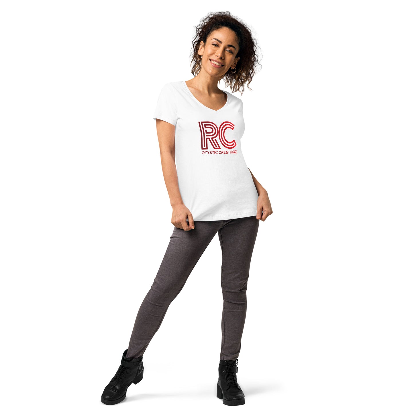 Women’s fitted v-neck t-shirt (RTYSTIC CREATIONZ)